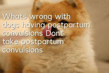 What’s wrong with dogs having postpartum convulsions? Don’t take postpartum convulsions lightly.