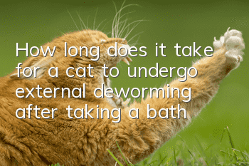 How long does it take for a cat to undergo external deworming after taking a bath?